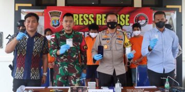 Kapolres Nunukan pimpin press release kasus narkotika bersama stekholder terkait. (Foto ist)